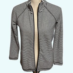 Talbots zip up jacket. Navy/white stripe. Sz SP